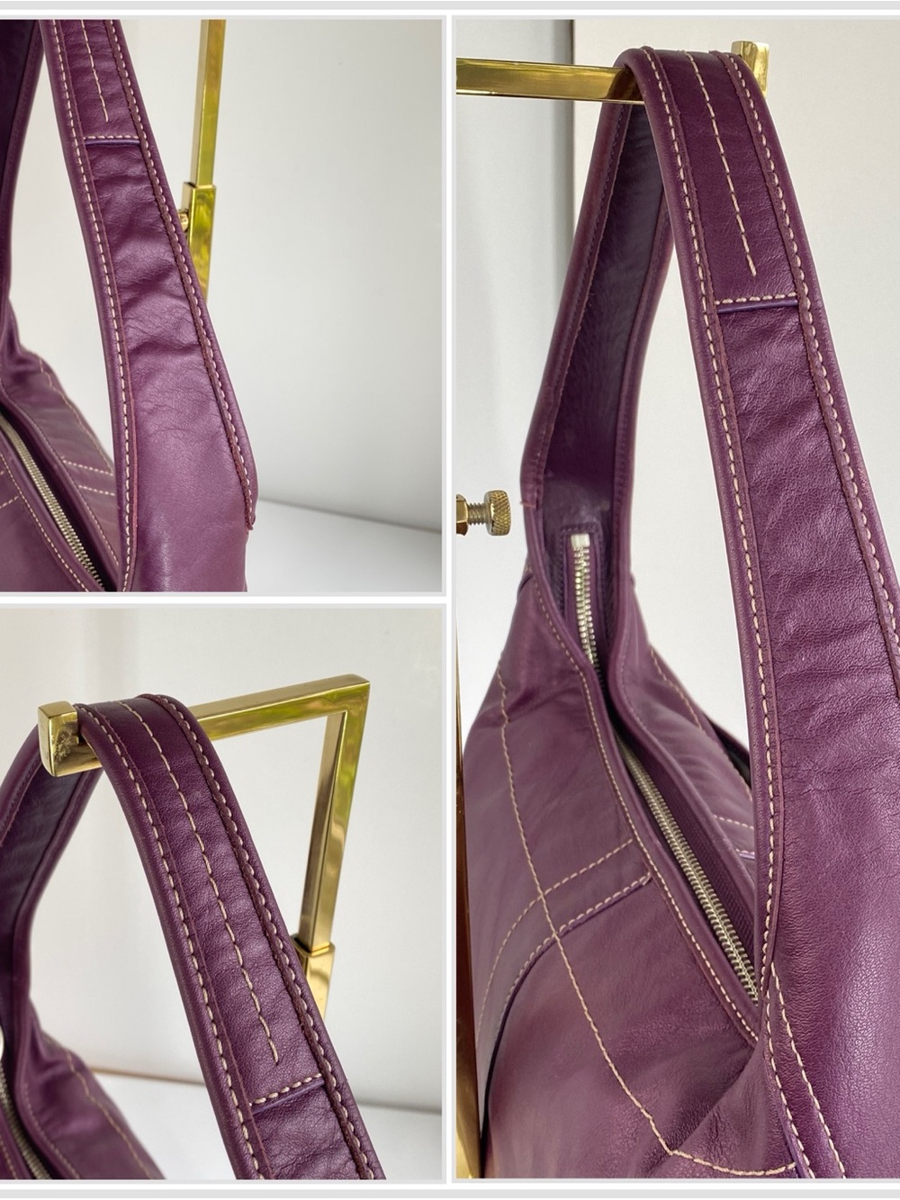 Coach RARE Y2k Tattersal Ergo Hobo Shoulder Bag All Leather - Picture 13 of 14